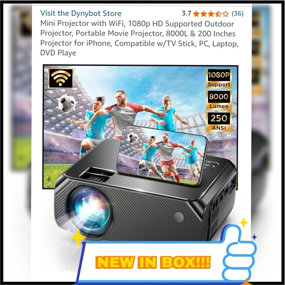 Dyonybot Mini Projector with WiFi - Black